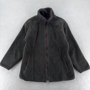 Vintage LL Bean Columbia Sherpa Fleece Jacket Womens Petite Full Zip USA 90s
